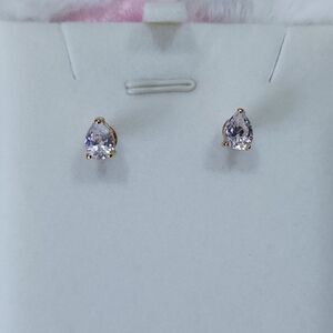 Crystal Teardrop Stud Earrings in Gold